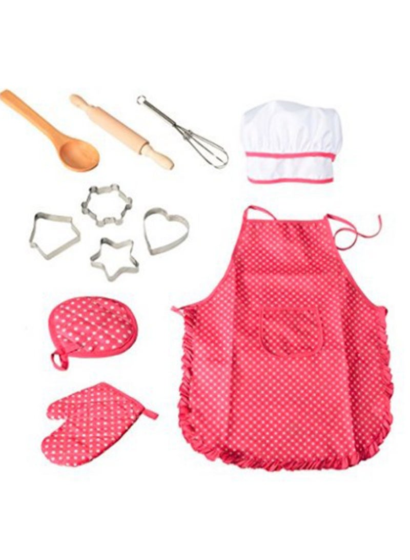 11-Piece Set Of Children'S Apron Cake Baking Cooking Tools Kitchen Toys Play House Cooking (Pink) - Image 1