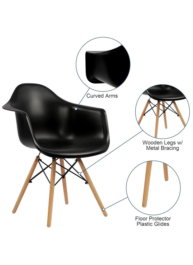 Mahmayi Mahmayi Cenare 9-Piece Dining Set for Kitchen, 160 X 80 Dining Table With 8 X DAW Arm Dining Chair - Black  - Image 3