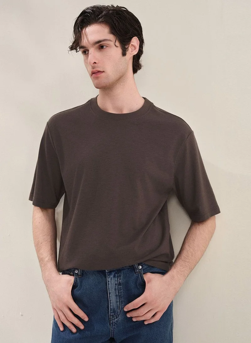 Men Regular Cotton Linen Blend Tee