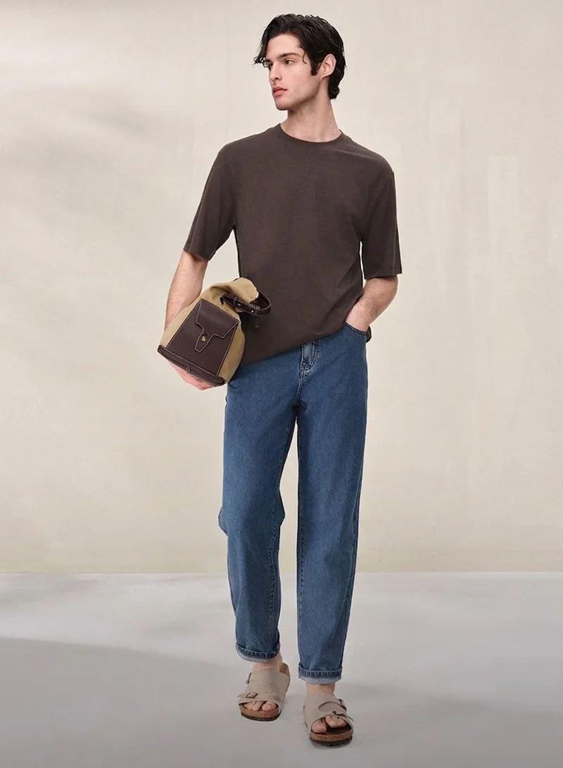 Giordano  Men Regular Cotton Linen Blend Tee for Men | Best Price UAE