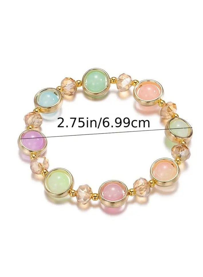 جلوسكي تطعيم دائرة قطع زجاج سوار شفاف ملون خرز يدويا سوار المرأة الهدايا المجوهرات - Image 3