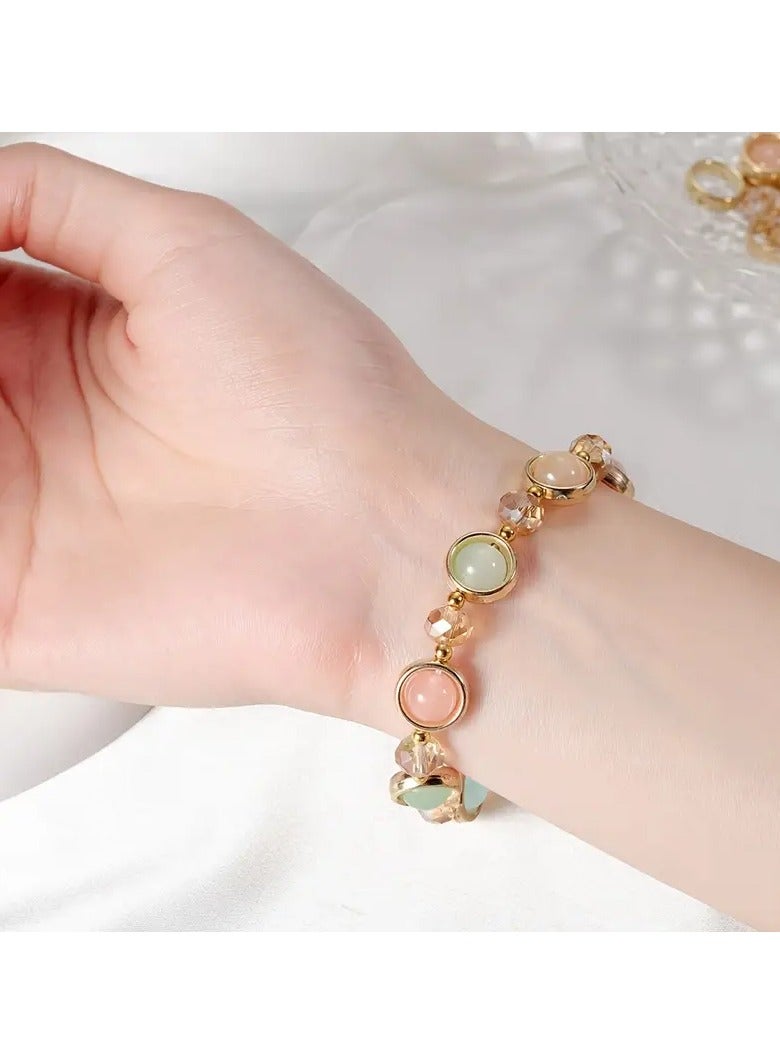 جلوسكي تطعيم دائرة قطع زجاج سوار شفاف ملون خرز يدويا سوار المرأة الهدايا المجوهرات - Image 5