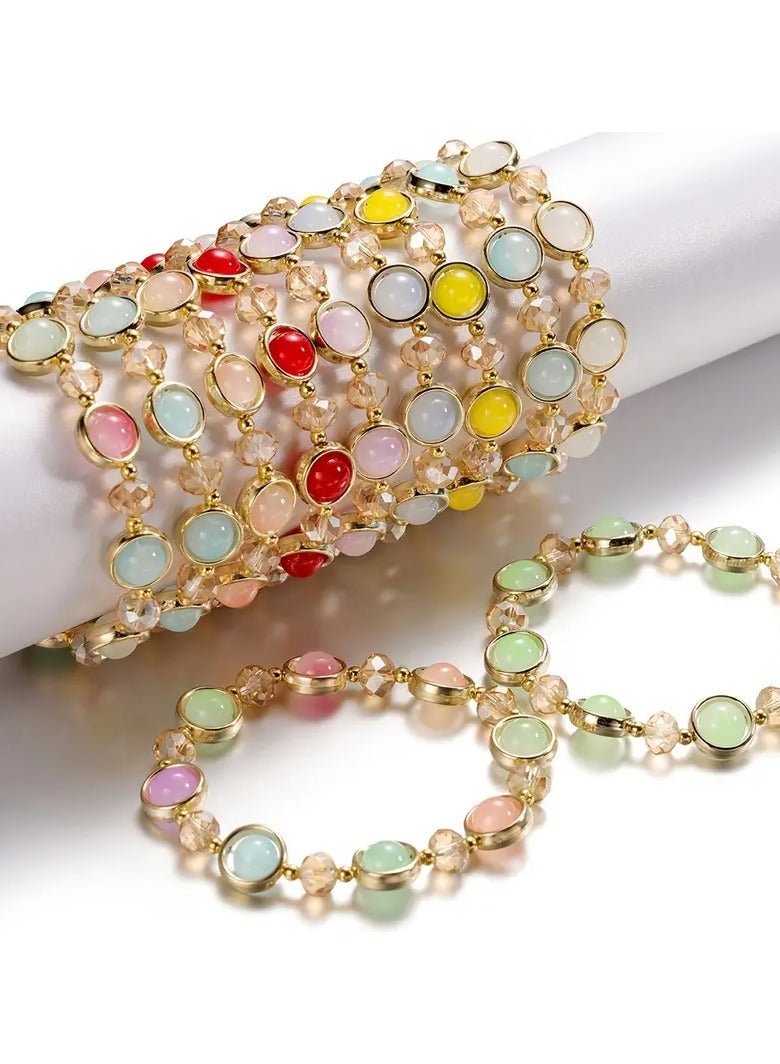 جلوسكي تطعيم دائرة قطع زجاج سوار شفاف ملون خرز يدويا سوار المرأة الهدايا المجوهرات - Image 2