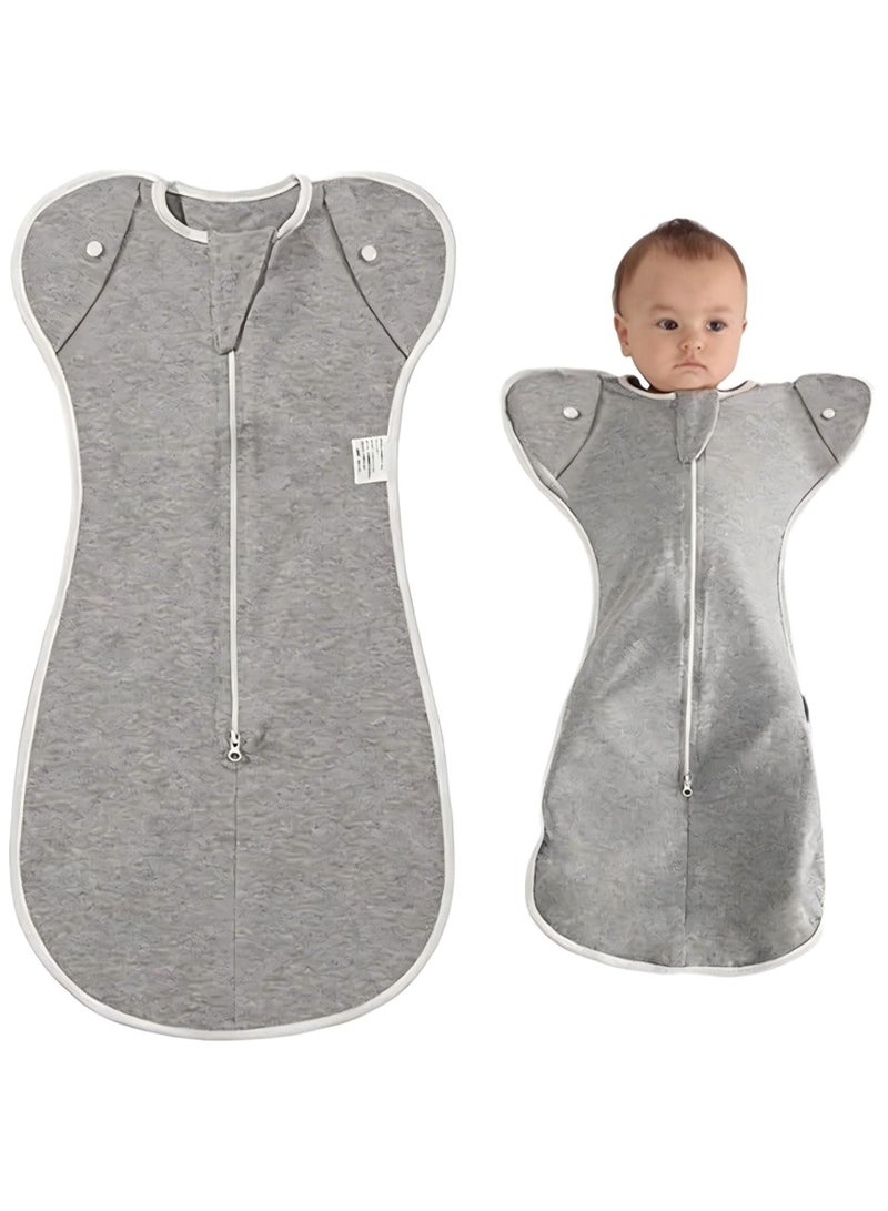 Gonice Swaddle Blanket Sleeping Bag, Newborn Wearable Sleeping Bag Fit Sedative Startle Reflex Better Sleep, Suitable for Baby Girls and Baby Boys From 0-6 Months - Gray（M） - Image 1