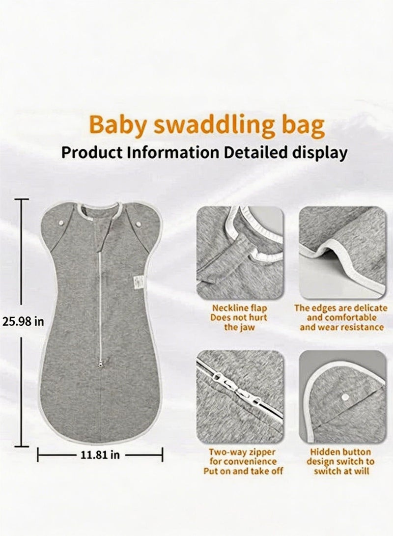 Gonice Swaddle Blanket Sleeping Bag, Newborn Wearable Sleeping Bag Fit Sedative Startle Reflex Better Sleep, Suitable for Baby Girls and Baby Boys From 0-6 Months - Gray（M） - Image 4
