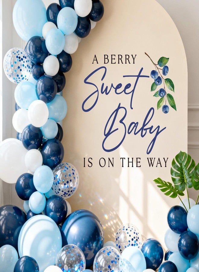 Aoemon Blueberry Baby Shower Decorations Boy - Peel and Stick Blueberry Themed Baby Shower Backdrop, A Berry Sweet Baby Is on The Way Decoration Blueberry Birthday Party Wall Decor, Balloon Arch Stickers - Image 3