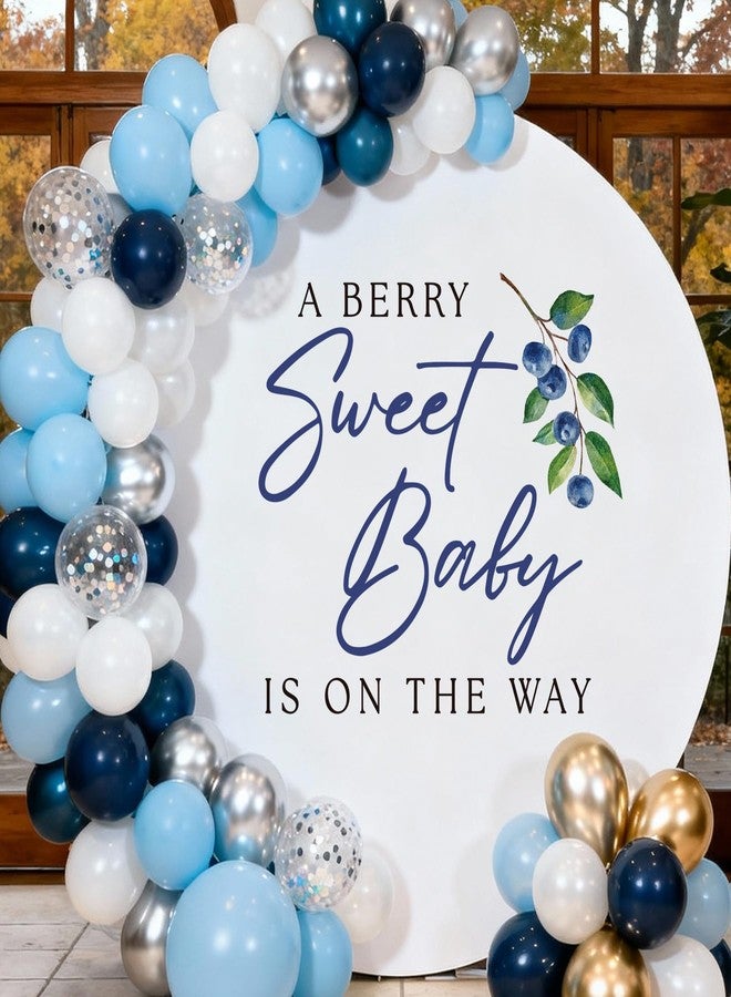 Aoemon Blueberry Baby Shower Decorations Boy - Peel and Stick Blueberry Themed Baby Shower Backdrop, A Berry Sweet Baby Is on The Way Decoration Blueberry Birthday Party Wall Decor, Balloon Arch Stickers - Image 2