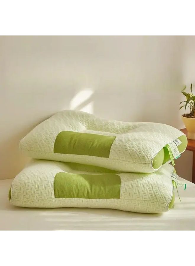 White Bamboo Fiber Neck Pillow Ergonomic Support Soft Breathable Travel Home Decor - Image 4