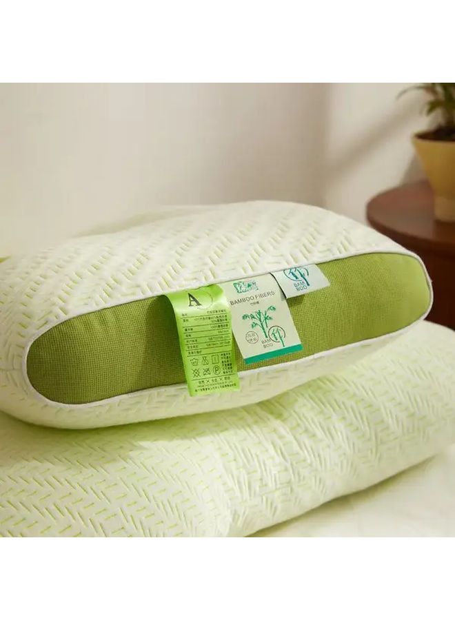 White Bamboo Fiber Neck Pillow Ergonomic Support Soft Breathable Travel Home Decor - Image 2