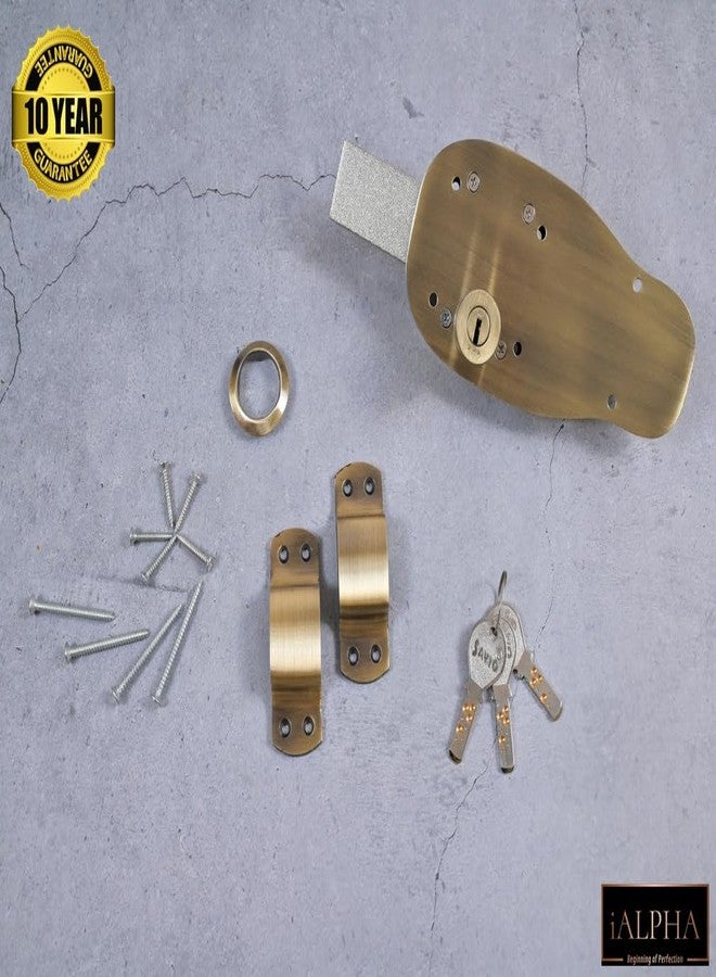 iALPHA® Savio Deadbolts with 10 Years Warranty/Heavy Main Door Lock with 3 Solid Bullet & 6 Levers Lock Double Action Locking with 3 Brass Finish Keys.Antique Gold - Image 2