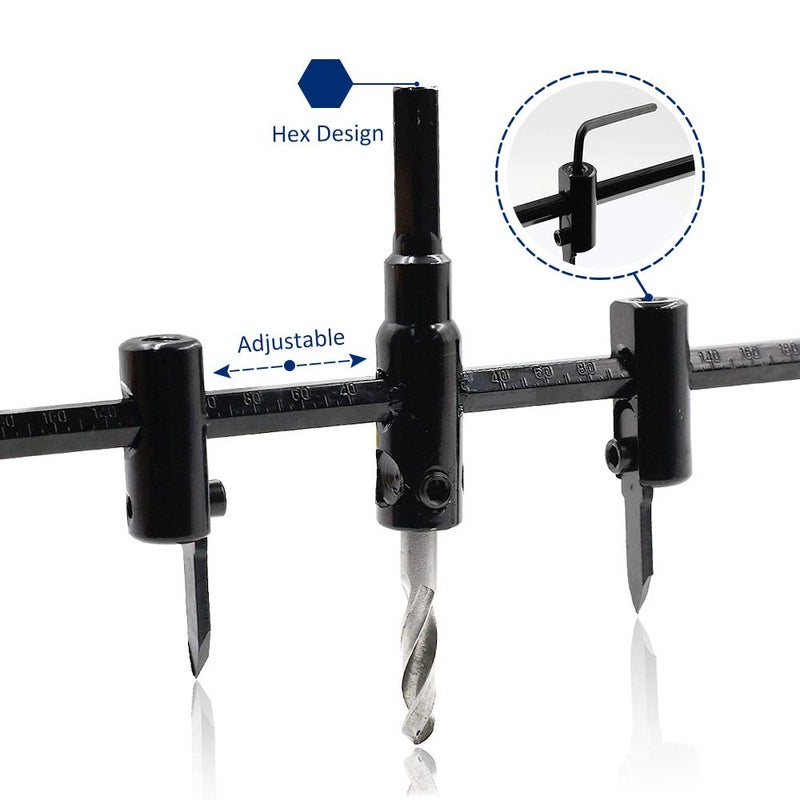 Luomorgo 1 3/16" to 12" Adjustable Hole Saw Circle Cutter Drill Bit Tool Saw Round Cutting for Drywall Wood - Image 3