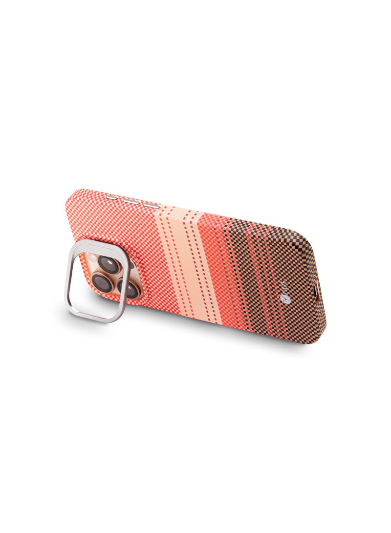 YNOT iPhone 16 Pro Kevlar Fiber Case with MagSafe and Stand - Orange Carbon - Image 3