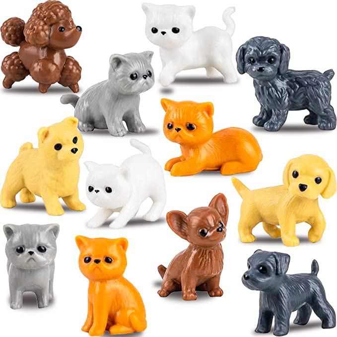 Entervending Bulk Toys Tiny Dogs and Cats for Kids Small Animals in Bulk 100 Pcs Little Pet Toys Tiny Plastic Toys Prizes Easter Gifts - Image 1