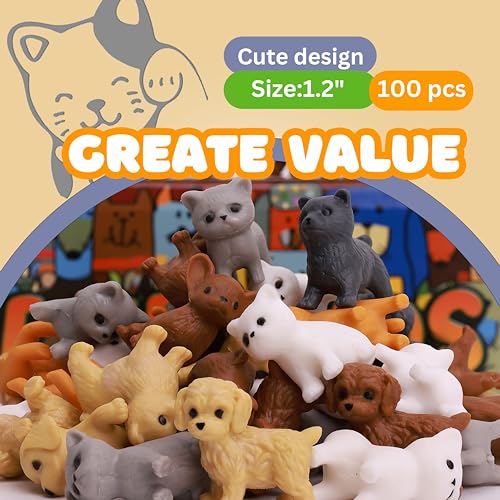 Entervending Bulk Toys Tiny Dogs and Cats for Kids Small Animals in Bulk 100 Pcs Little Pet Toys Tiny Plastic Toys Prizes Easter Gifts - Image 4