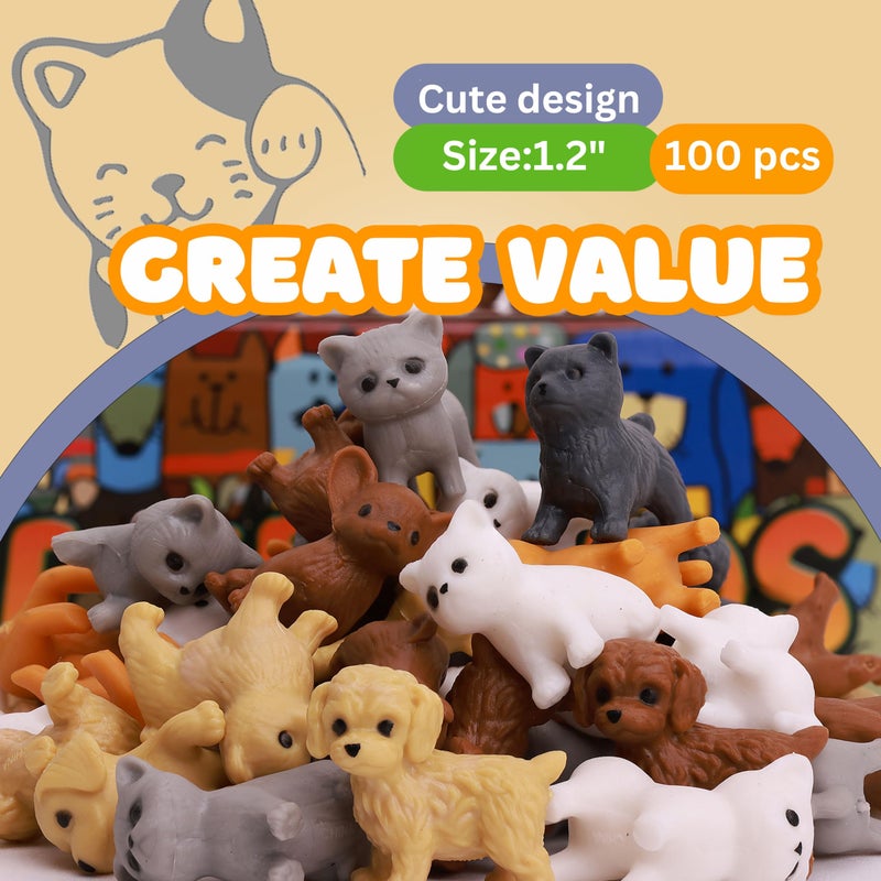 Entervending Bulk Toys Tiny Dogs and Cats for Kids Small Animals in Bulk 100 Pcs Little Pet Toys Tiny Plastic Toys Prizes Easter Gifts - Image 5