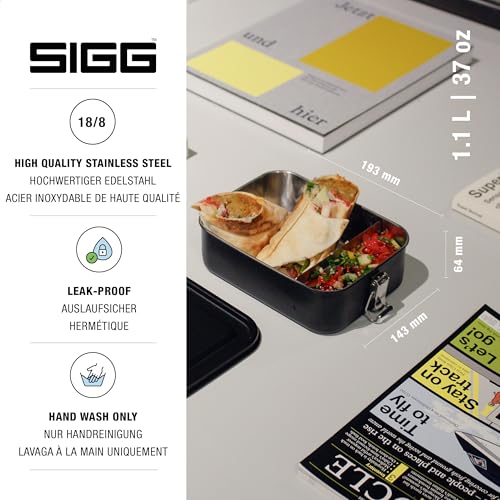 Sigg Gemstone Lunch Box Obsidian Stainless Steel No Plastic Dishwasher Safe LeakProof Reusable Food Containers Black Lunch To Go 27 Oz - Image 3