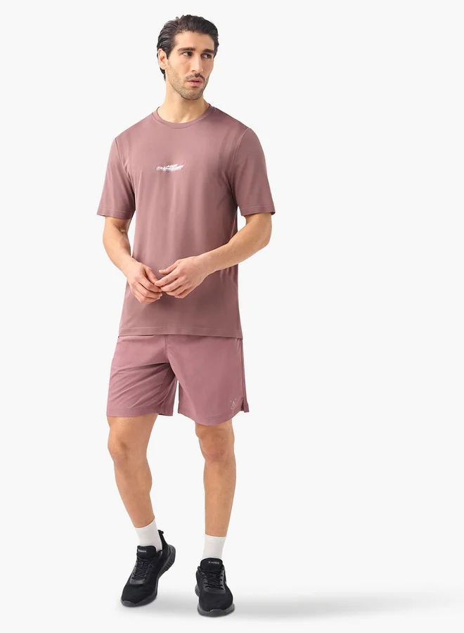 ADOT by Splash Typographic Detail Crew Neck T-shirt with Short Sleeves