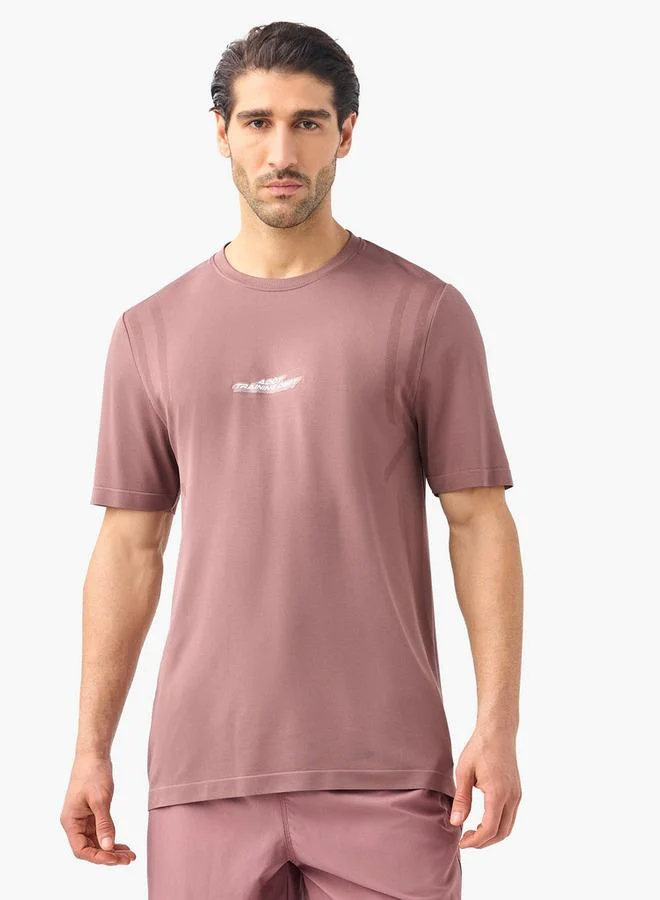 ADOT by Splash Typographic Detail Crew Neck T-shirt with Short Sleeves