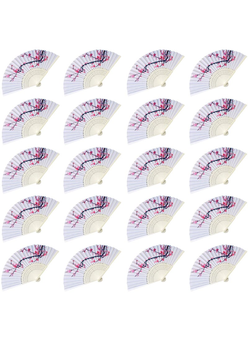 LYART LYART 20PCS Delicate Cherry Blossom Design Silk Folding Hand Fan Wedding Favors GiftsFan Girls Ladies Church Wedding Gift Party Favors DIY Decoration Music Festival Party Parade 