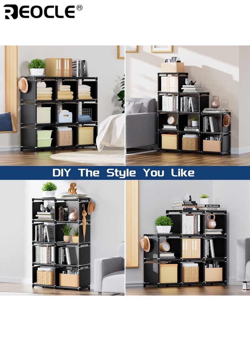 ريوكل أرفف تخزين مكعبة من ٩ قطع بإطار معدني وتصميم معياري، ومنظمات واسعة لخزانات الكتب مع وحدات تخزين مكعبة، للاستخدام في غرفة المعيشة والمكتب. - Image 3