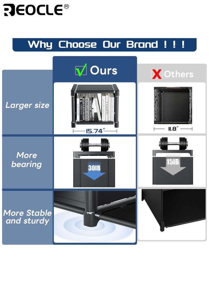 ريوكل أرفف تخزين مكعبة من ٩ قطع بإطار معدني وتصميم معياري، ومنظمات واسعة لخزانات الكتب مع وحدات تخزين مكعبة، للاستخدام في غرفة المعيشة والمكتب. - Image 5