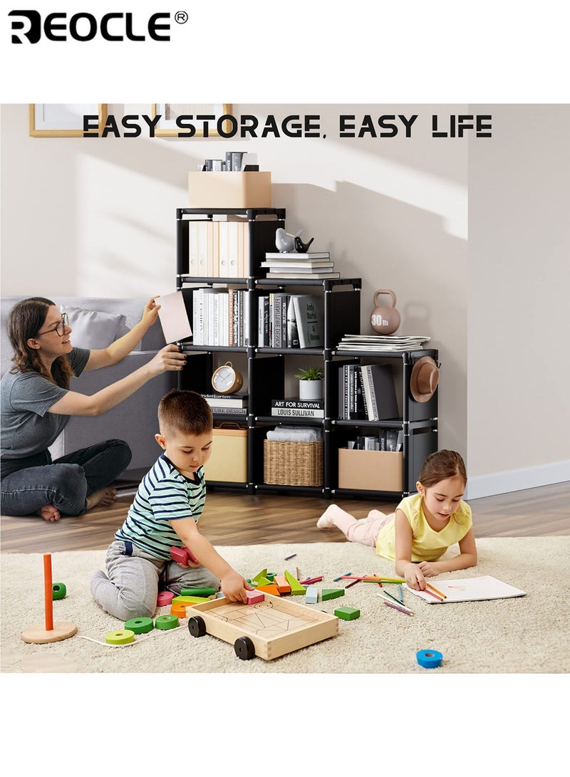 ريوكل أرفف تخزين مكعبة من ٩ قطع بإطار معدني وتصميم معياري، ومنظمات واسعة لخزانات الكتب مع وحدات تخزين مكعبة، للاستخدام في غرفة المعيشة والمكتب. - Image 4