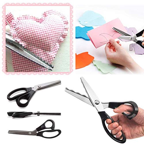 Price Xes Fabric Pinking Shears, Professional Stainless Steel Handled Scissors, Black, 18mm Scalloped Blade - Image 4