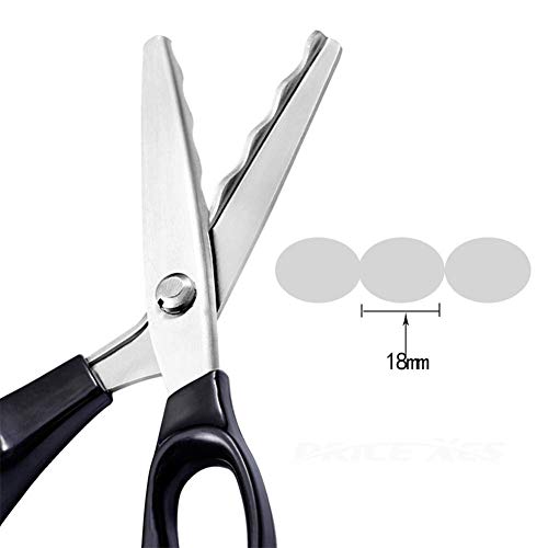 Price Xes Fabric Pinking Shears, Professional Stainless Steel Handled Scissors, Black, 18mm Scalloped Blade - Image 2