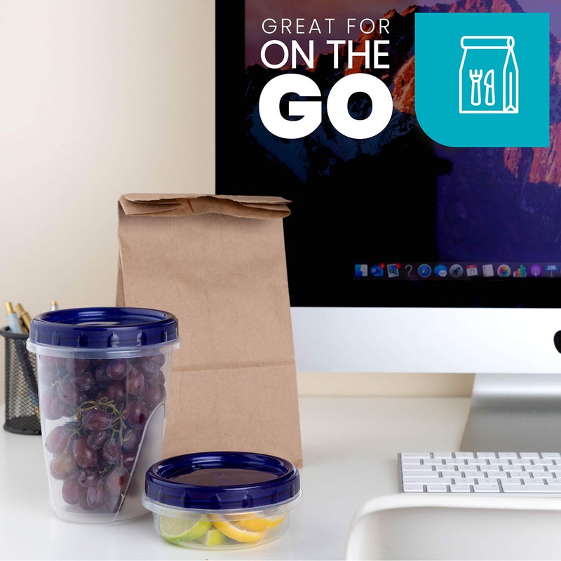 PLASTICPRO البلاستيك [8 أونصة 4 حزمة] حاويات لذيذة قاع مع تويئة أعلى زرقاء على الأغطية قابلة لإعادة الاستخدام القابلة للتكديس حاوية فريزر - Image 5