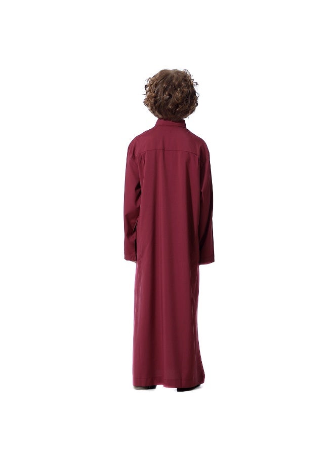 Hanyimidoo Arabic Thobe For Muslim Boys Robes Long Sleeve Kaftan With Pockets Solid Color Middle East Abayas Dubai Clothing - Image 5
