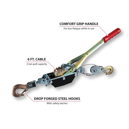 Performance Tool 50100 Dual Gear Power Puller  2 Ton Capacity Winch With 6 aircraft cable - Image 4
