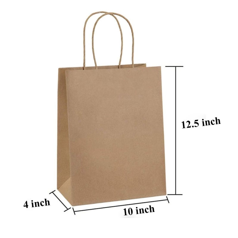 Aakriti Brown Kraft Paper Gift Bags - Medium Size with Handles, Wedding & Party Favor Bags, Kraft Grocery Shopping Bags (Pack of 10, 10"x4"x12.5") - Image 2