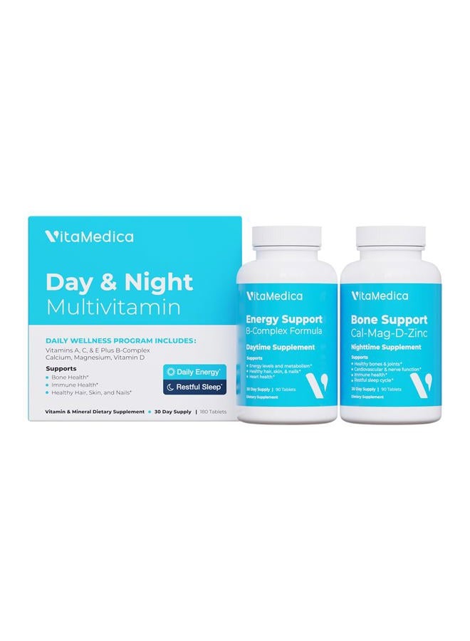 VitaMedica Multivitamin Day & Night Routine | Energy & Mental Clarity, Bones & Joints, Beauty, Restful Sleep | 30-Day Supply | Vitamins A, C, D, E, B-Complex | Magnesium, Biotin, Zinc, Botanicals, & Minerals - Image 1