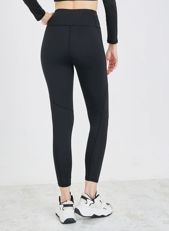 Styli Wide Peep Back Crop Top & Broad Waist Leggings Set