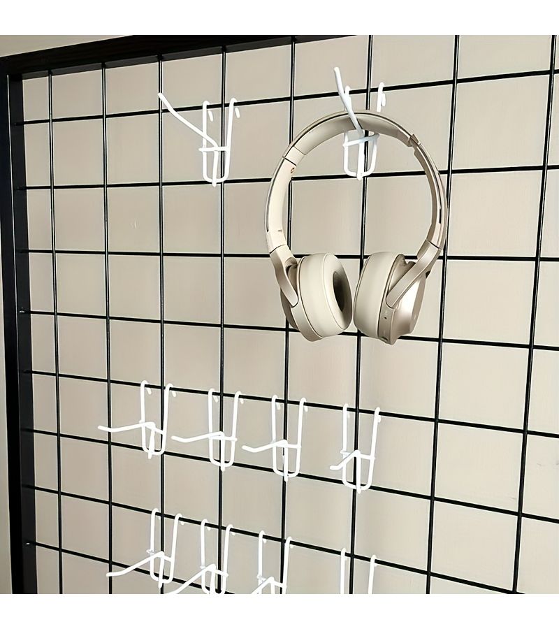 White 6 Inch Metal Grid Wall Hooks 25 Pack for Home Decor Display Storage - Image 1