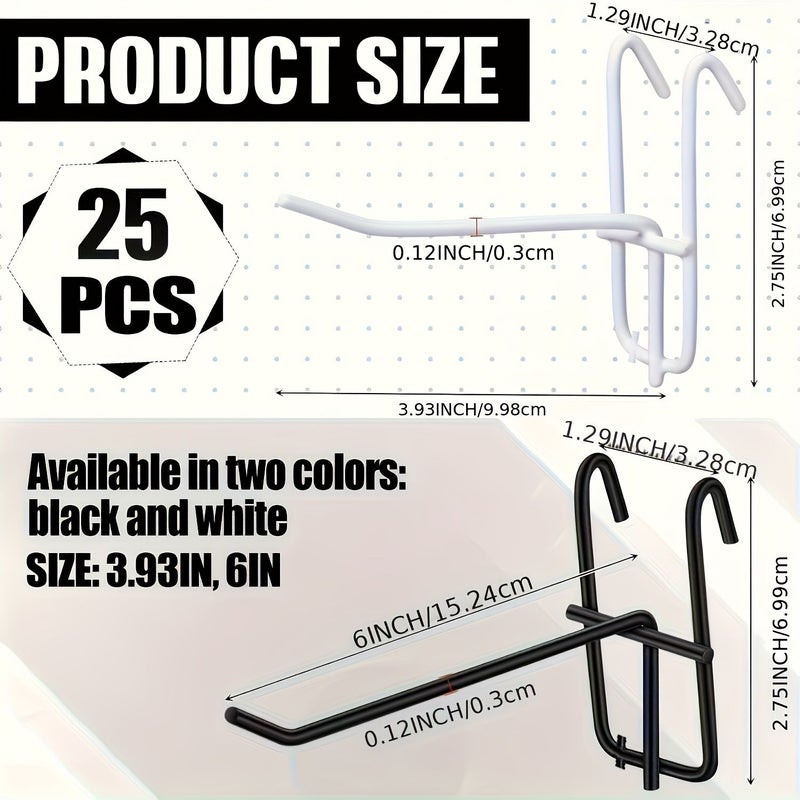 White 6 Inch Metal Grid Wall Hooks 25 Pack for Home Decor Display Storage - Image 4