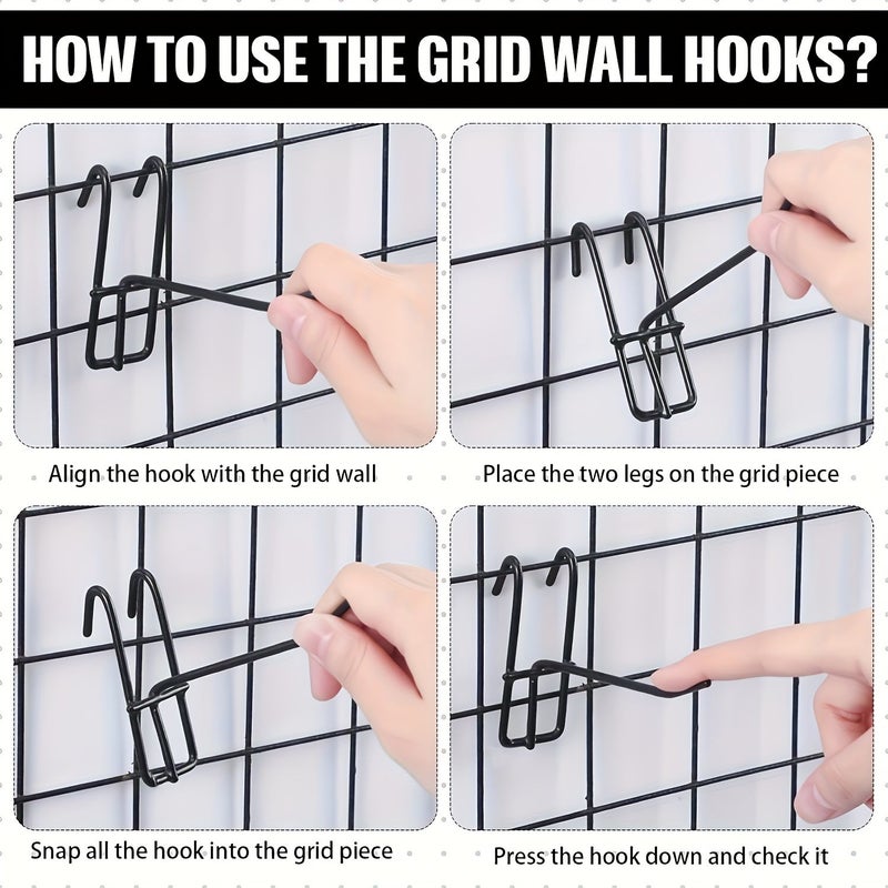 White 6 Inch Metal Grid Wall Hooks 25 Pack for Home Decor Display Storage - Image 5