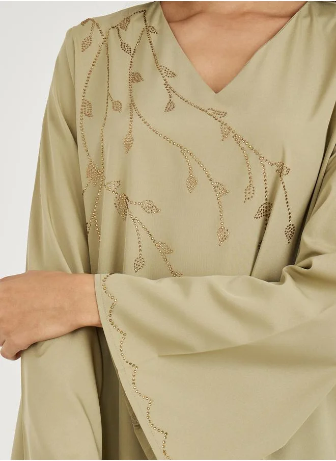 Styli Embellished Long Bell Sleeves Jalabiya