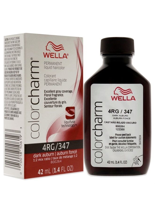 WELLA Color Charm Permanent Liquid Hair Color for Gray Coverage, 4RG Dark Auburn - Image 1