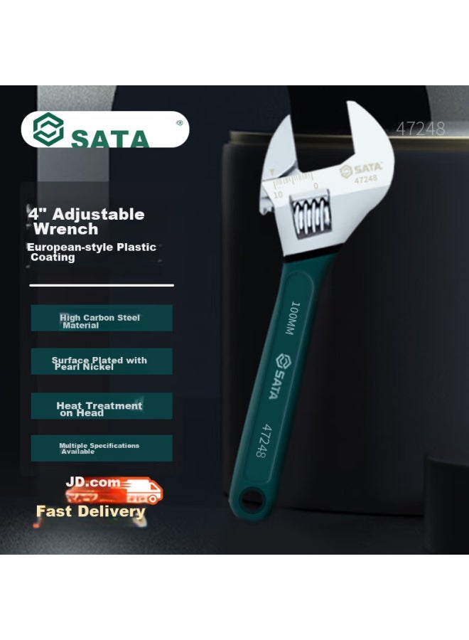 Sata 47248 Plastic-coated European Adjustable Wrench 4", Small Multi-functional Adjustable Spanner - Image 1