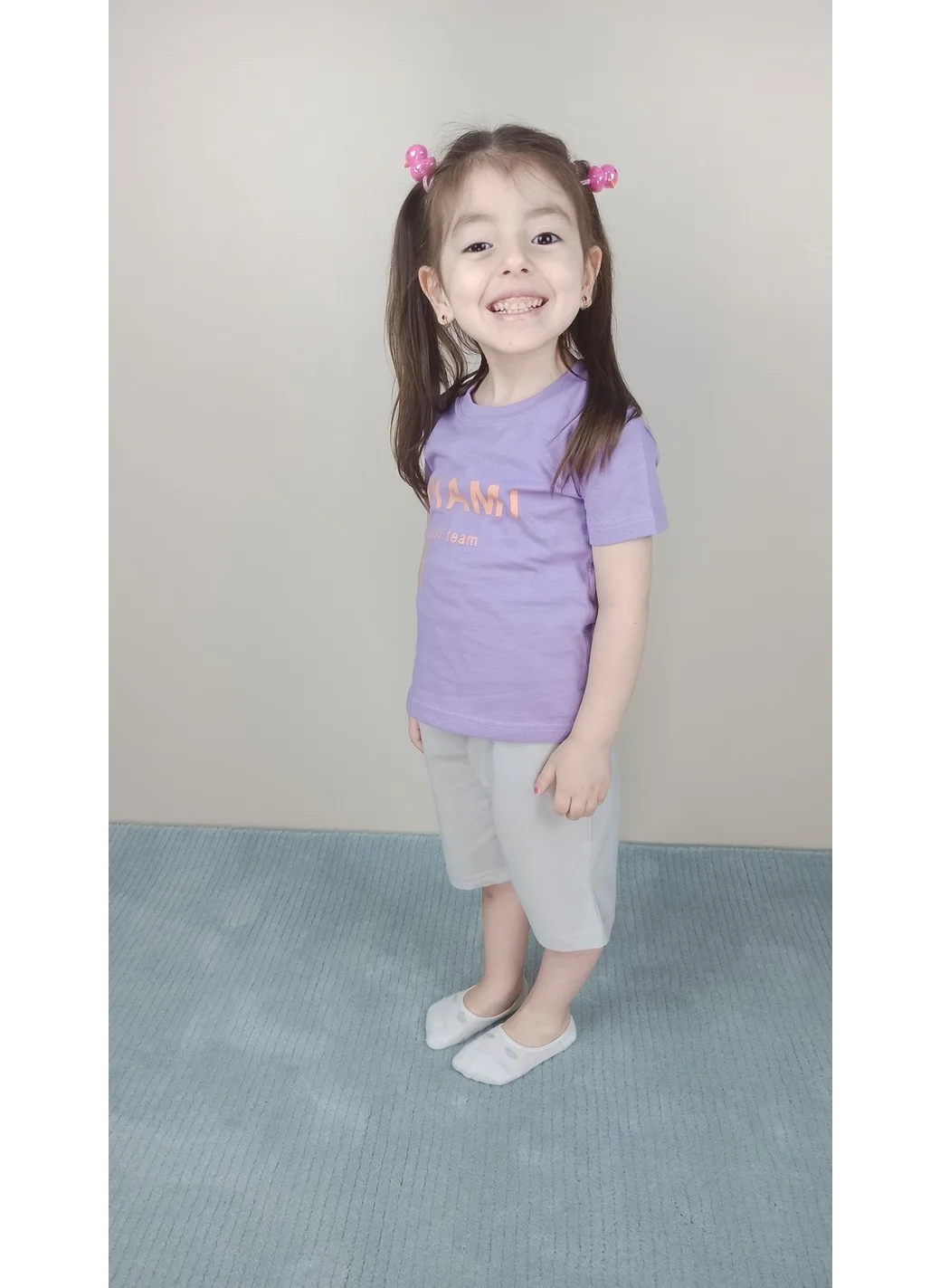 بلونس Girl's Cotton Lilac Capri Set