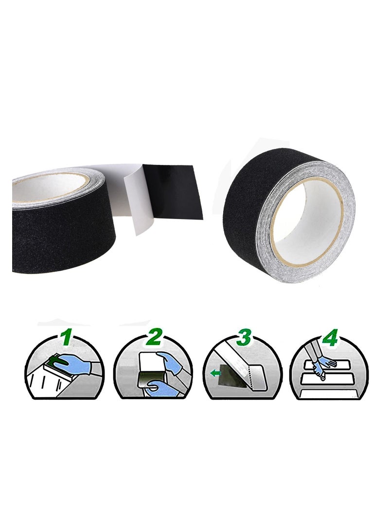 2-Piece Anti Slip Tape for Indoor Outdoor Stair Treads, 5M Long 5CM Wide Each Roll Easy Install - Image 2