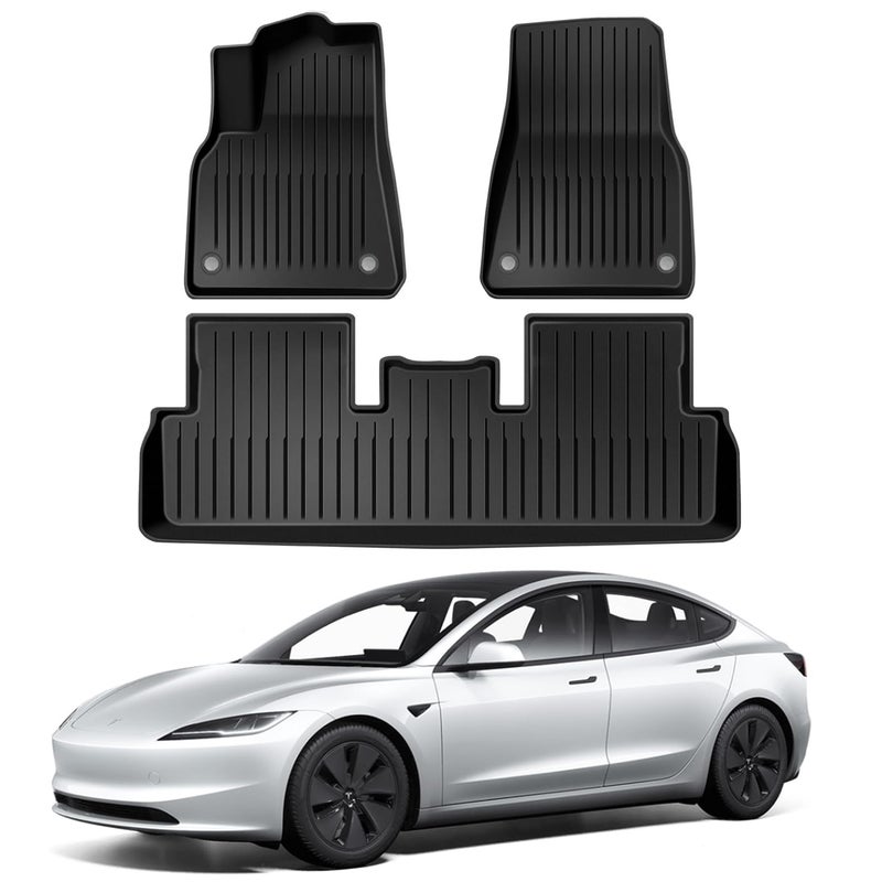 Pedigree Floor Mats Compatible with Tesla Model 3 Custom Fit Floor Liners for 2025 2024 Tesla Model 3 1st 2nd Row All Weather Protection