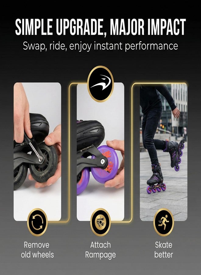 Flying Eagle Rampage Wheels for Skates - Inline Skates Men & Women for Urban Freeskating, Inline Skate Wheels, Outdoor Skate Wheel Replacement, 88A Hardness, Pack of 4, Purple, 76 MM - Image 4