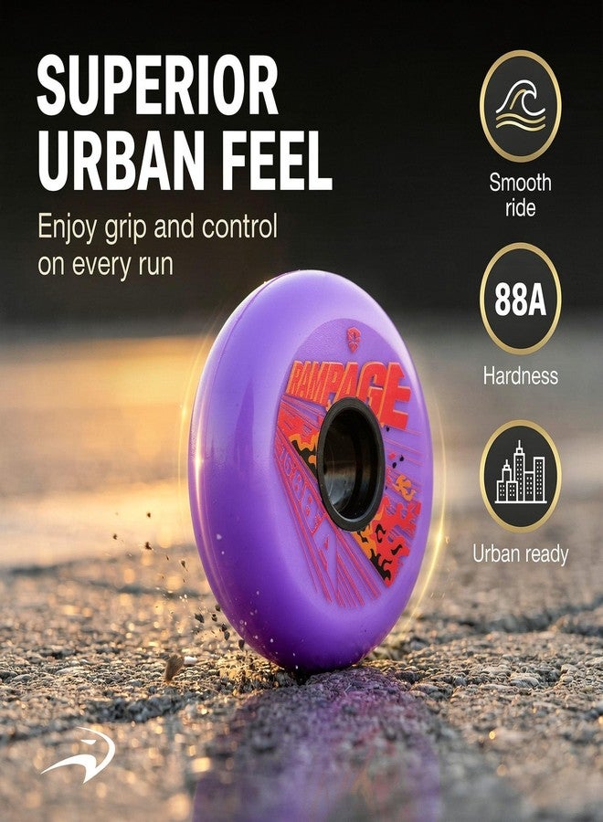 Flying Eagle Rampage Wheels for Skates - Inline Skates Men & Women for Urban Freeskating, Inline Skate Wheels, Outdoor Skate Wheel Replacement, 88A Hardness, Pack of 4, Purple, 76 MM - Image 2
