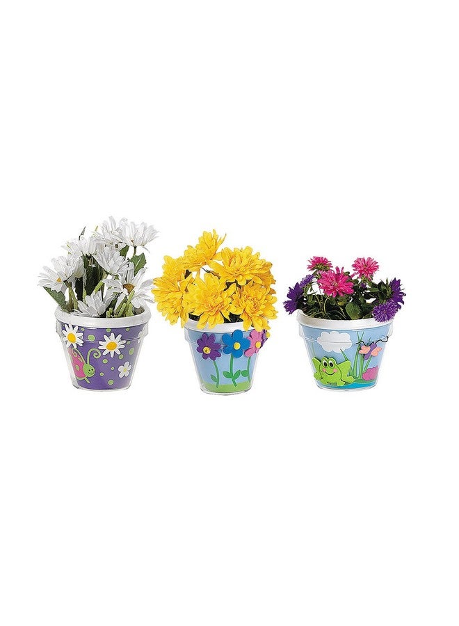 Fun Express 3 3/4" White DIY Plastic Flower Pots with Paper Insert - 12 Pots - Great for Mother's Day, Easter, Spring, School and at Home Crafting - Image 4