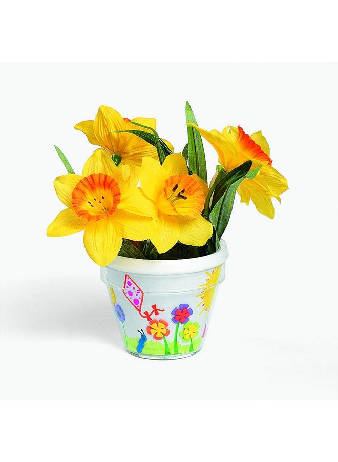 Fun Express 3 3/4" White DIY Plastic Flower Pots with Paper Insert - 12 Pots - Great for Mother's Day, Easter, Spring, School and at Home Crafting - Image 2