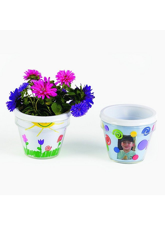 Fun Express 3 3/4" White DIY Plastic Flower Pots with Paper Insert - 12 Pots - Great for Mother's Day, Easter, Spring, School and at Home Crafting - Image 3