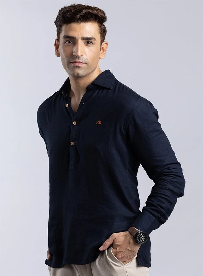 Mannerism The Deep Ocean Linen Shirt with Rich Depth