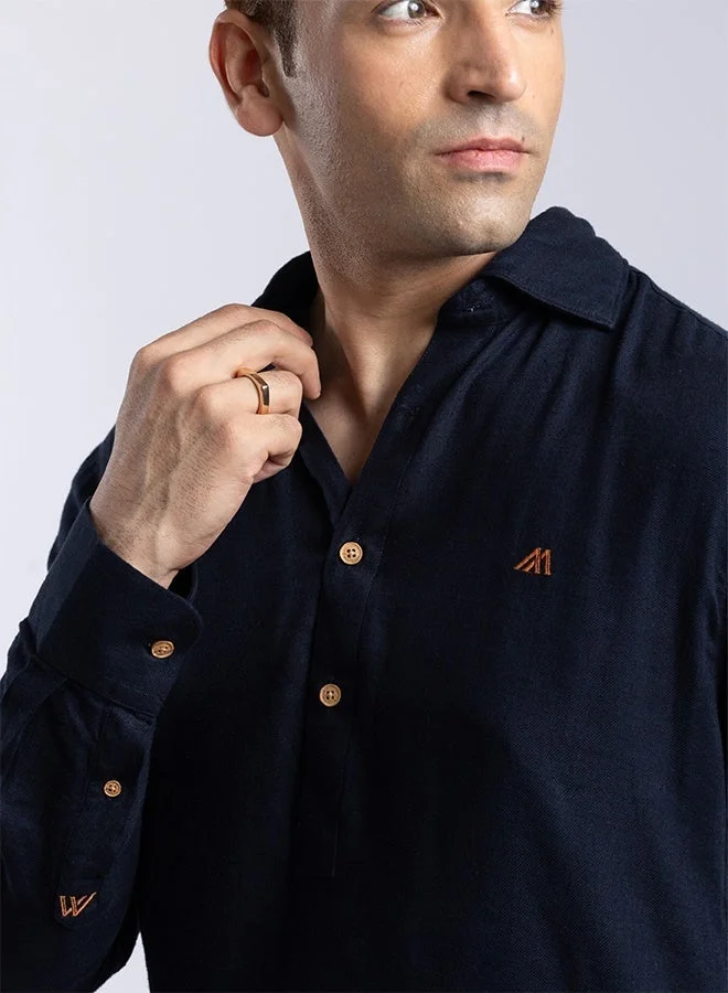 Mannerism The Deep Ocean Linen Shirt with Rich Depth
